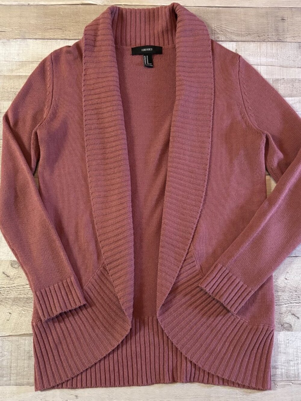 Forever 21 Women's Dusty Rose Open Front Knit Cardigan – Size M